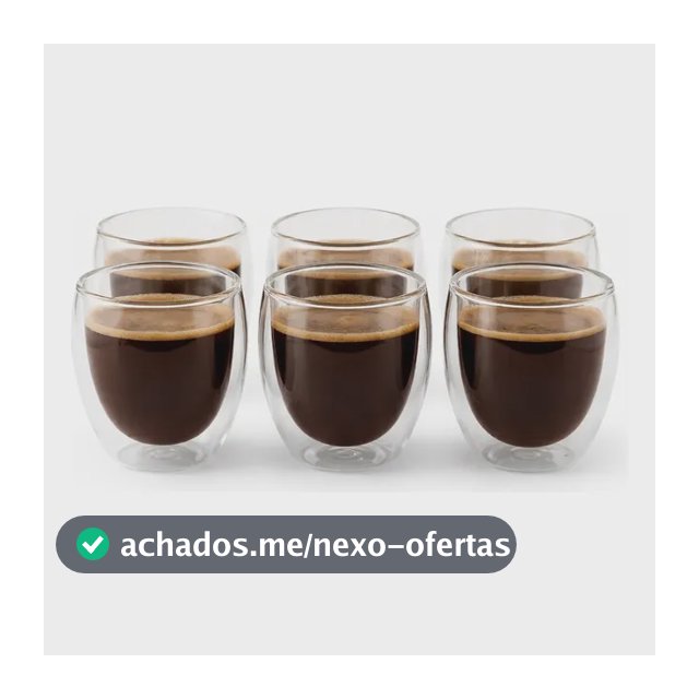 Conjunto 6 Xicaras Vidro Duplo 80ml Termica Cafe Cha Transparente
