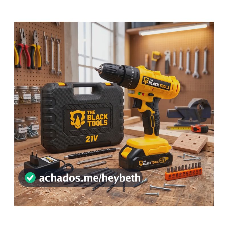 Parafusadeira Furadeira 21v 2 Baterias Profissional Bivolt Amarelo 127/220v 50/60hz