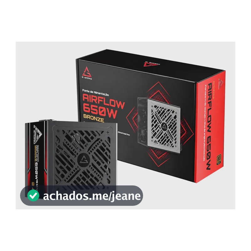 GSTORM - FONTE ATX 650W AIRFLOW 80 PLUS BRONZE C/CABO DE FORÇA