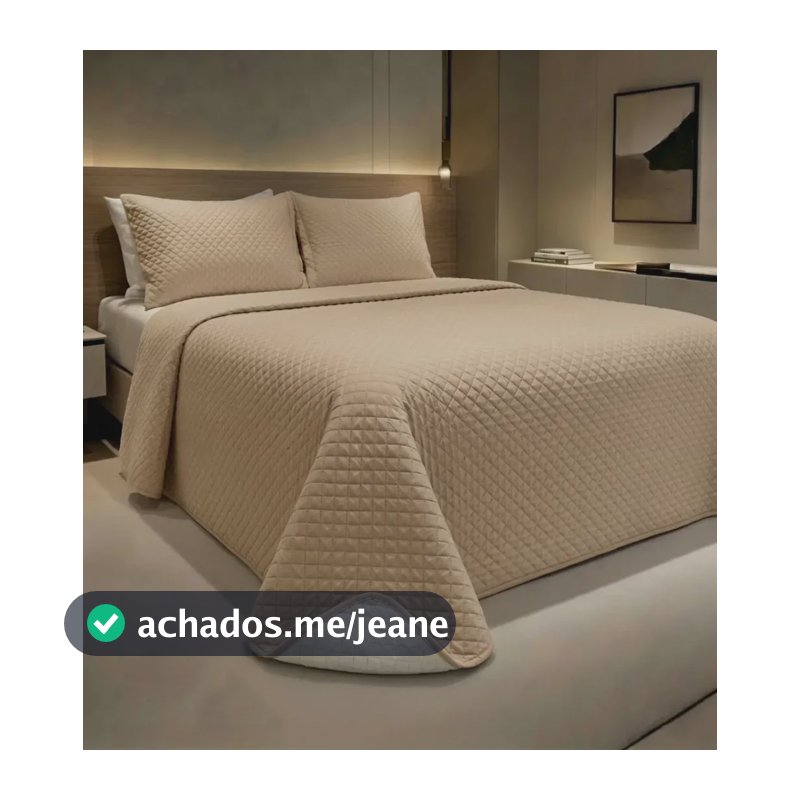 Colcha Cobre Leito Matelado Liso Queen 3 Peças Cor Avelã