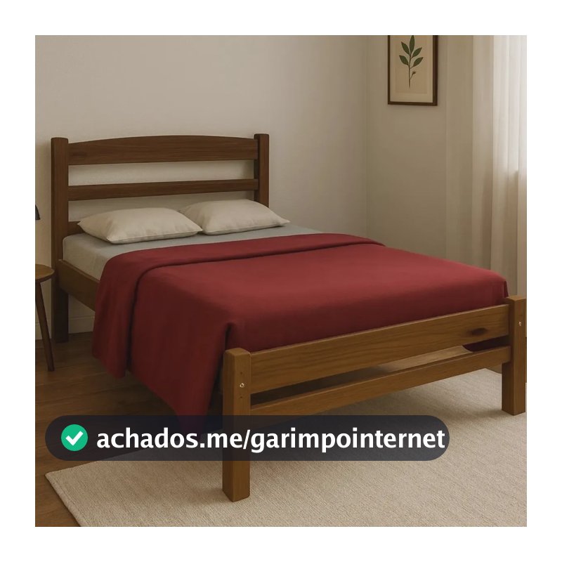 Cama De Casal Madeira Maciça Cor Imbuia
