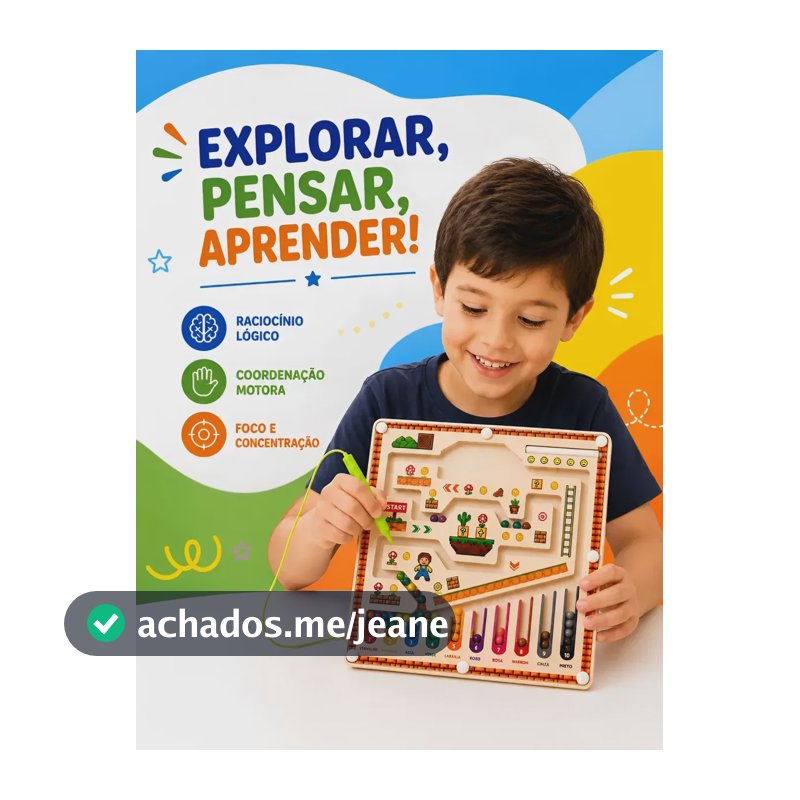 Labirinto Magnético Brinquedo Jogo Educativo Montessori Imã Bege