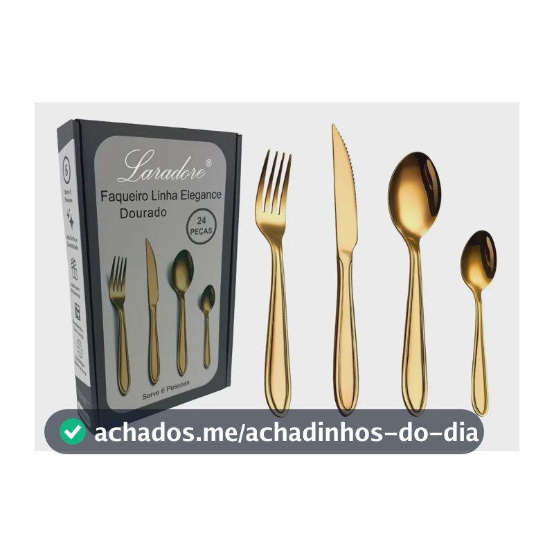 Faqueiro Em Aço Inox - Laradore Elegance Dourado (24 Peças) Dourado