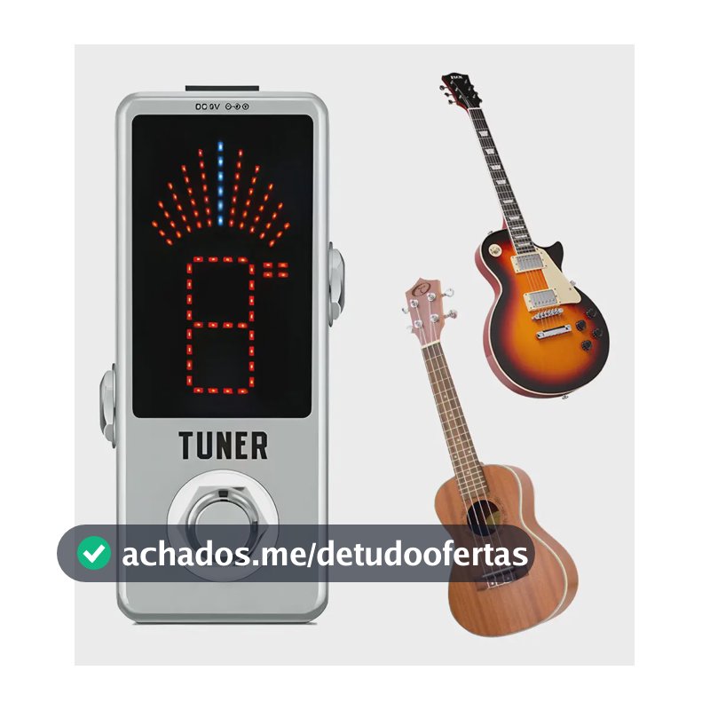 Mini Afinador Pedal Cromático P/ Guitarra Prateado Prateado Prateado