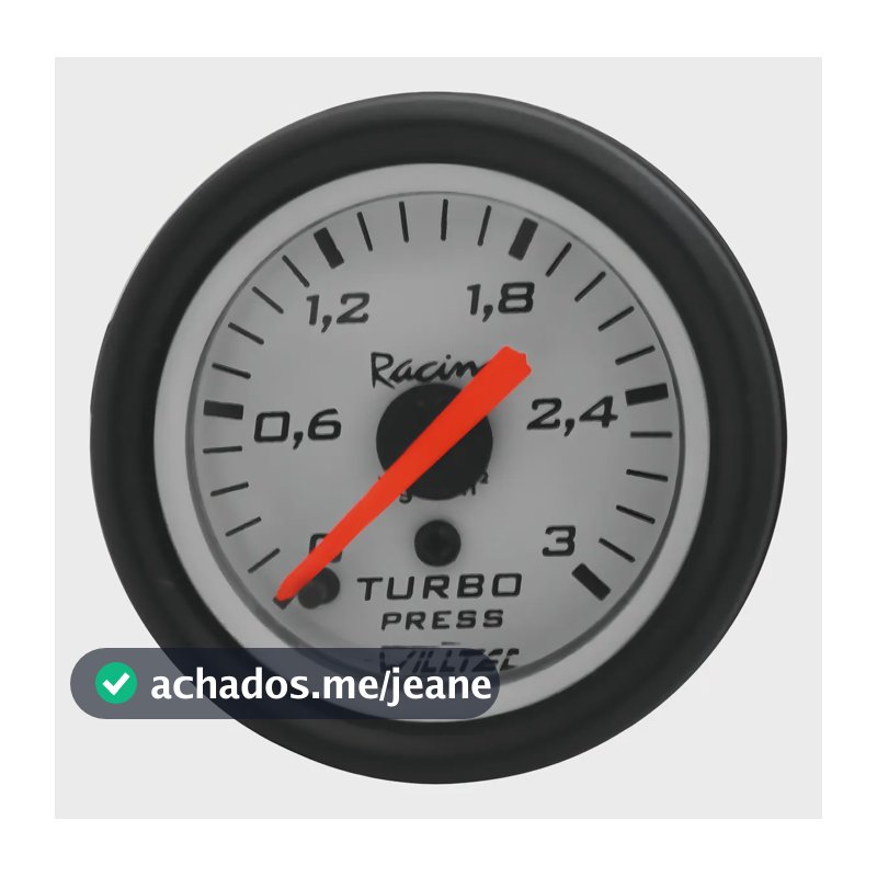 Relógio Pressão Turbo Manômetro Willtec Branco 3kg 52mm Universal