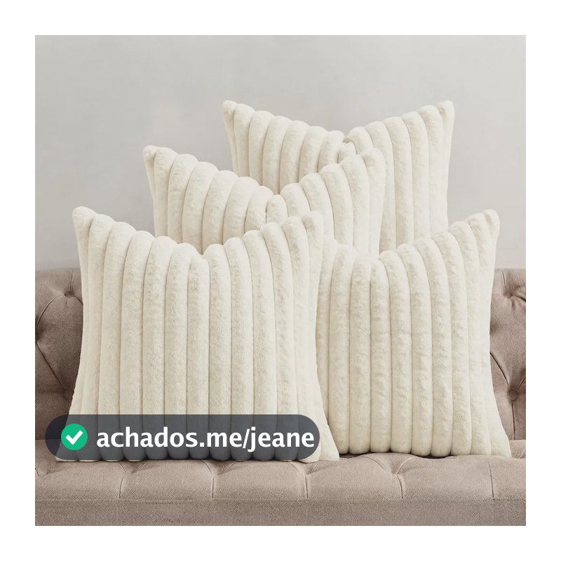 Kit 4 Capas De Almofada Macia Pelúcia 45x45 Sofa Decorativa Off Lisa