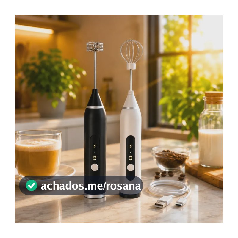 Mixer Portátil Elétrico 2 em 1 Misturador de Bebidas Mini Batedor Premium USB Mexedor Bebidas Vitaminas Café Chá Drink Blackbom