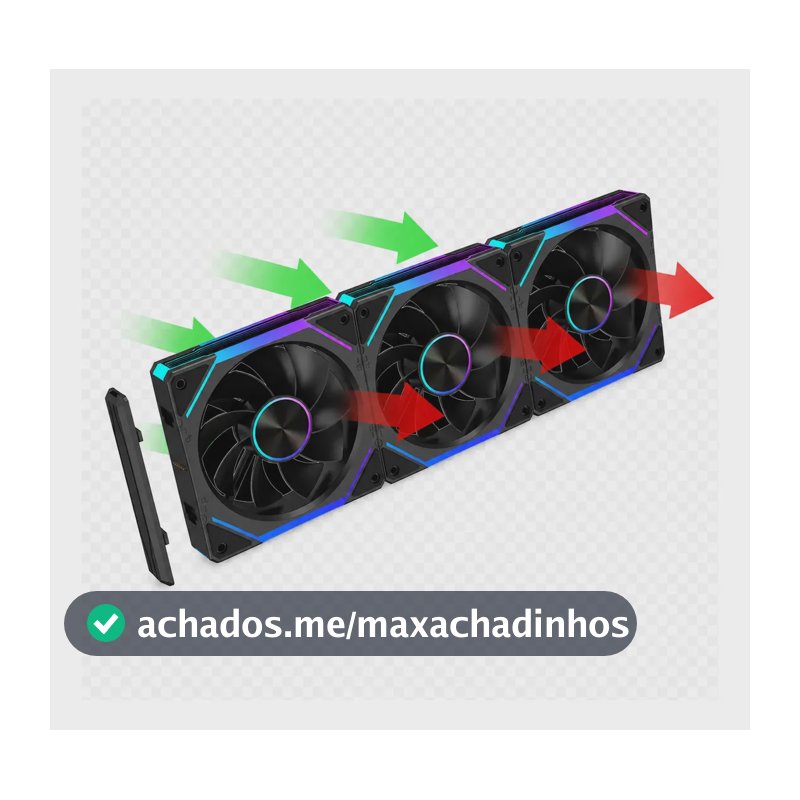 Kit Fan Magnético Reverse 3 Em 1 Obsid Unifan Argb 120mm Pt Preto