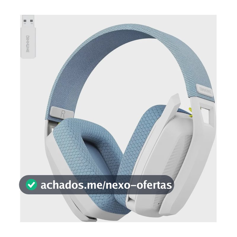 Headset Wireless Binnune Bw06 Fone sem fio 2.4ghz Usb 5.3 Bluetooth Conexão de três modelos 80h Bateria de longa duração Conexão sem fio Bluetooth Simultánea Função Manos Libres Azul-claro