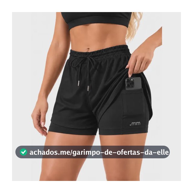 Short Fitness Duplo Feminino Bermuda Compressão 2 1 Academia