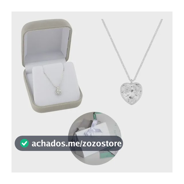 Colar Prata Feminino Coração Pingente Ponto E Caixa Presente Cristal