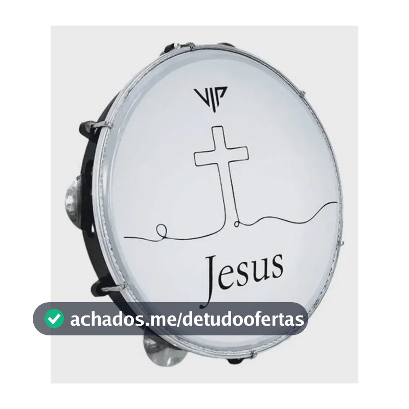 Pandeiro Profissional 10 Polegadas Pele Leitosa Jesus Vip