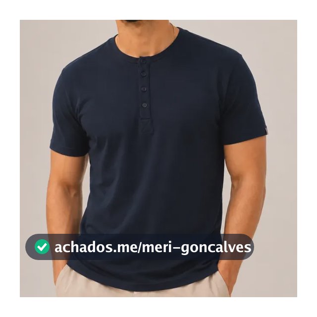 Camiseta Henley Masculina Slim Fit Algodão Manga Curta