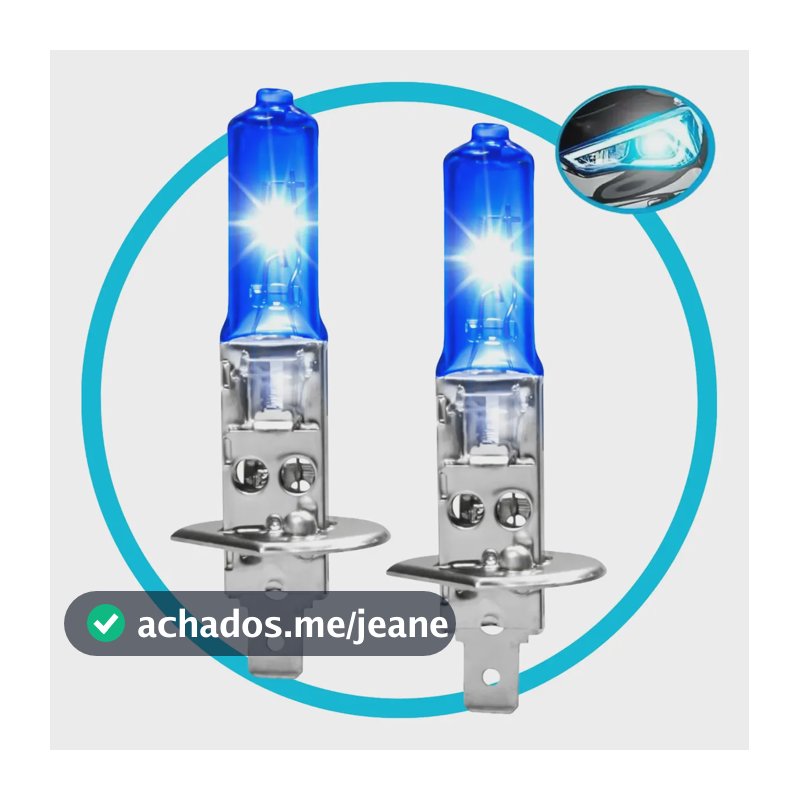 Par Lampada H1 Super Branco Tipo Xenon 12v 55w 8500k