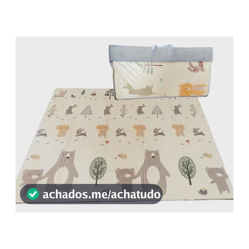 Tapete Tatame Infantil Emborrachado Dobrável Dupla Face 6mm Bege Urso