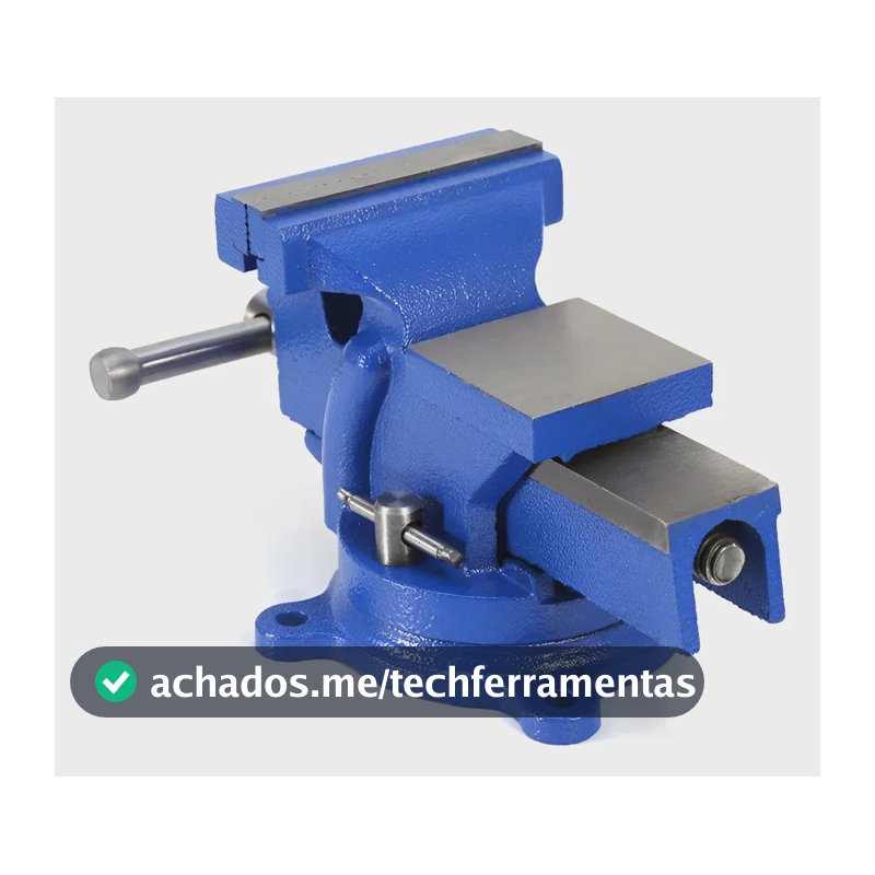 Morsa Torno De Bancada N°5 Rotação 360 Bigorna Suporte Firme Azul