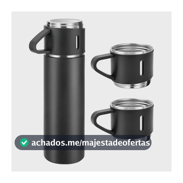500ml Caneca Kit Garrafa Térmica Vacuum Bottle Inox + 3 Xíca