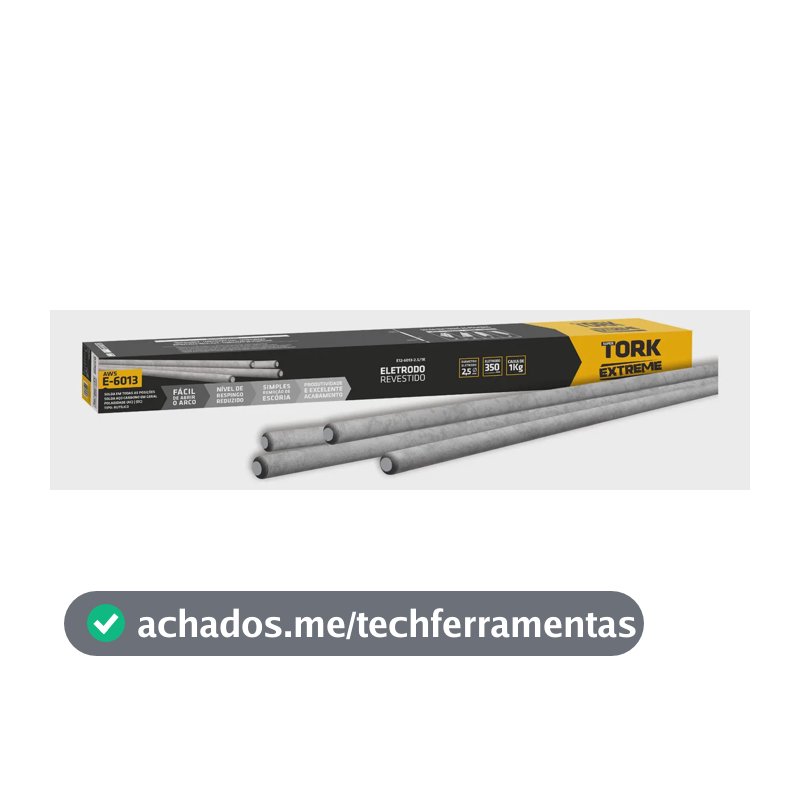 Vareta Eletrodo Revestido Solda E6013 2,5mm Caixa com 1kg Tork Cinza-escuro