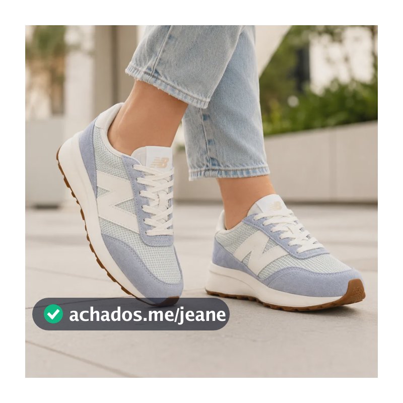 Tênis New Balance Feminino Casual 370 V1 Azul Claro Rosa 36 Br