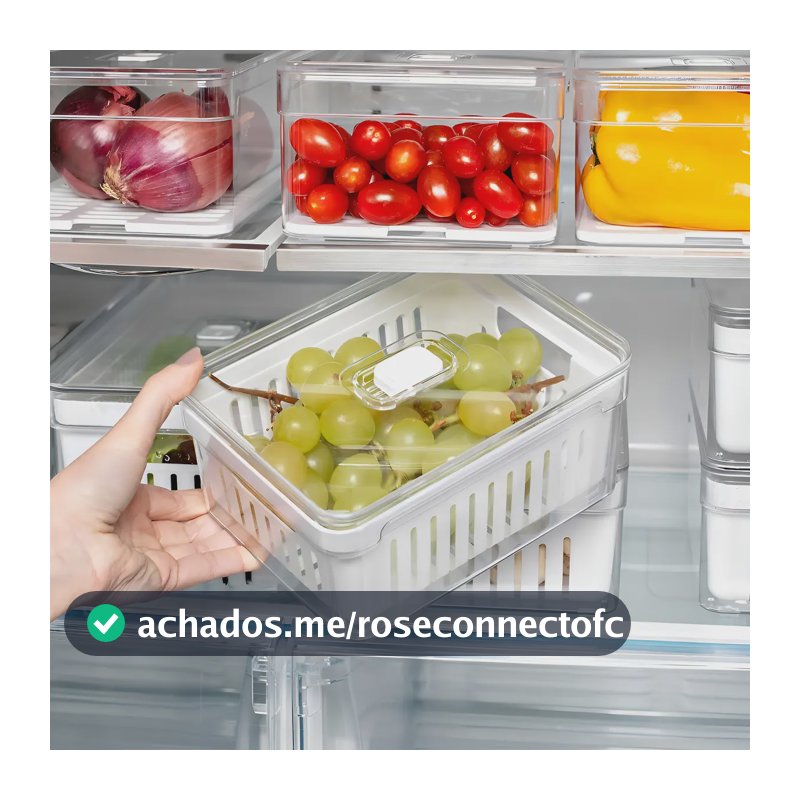 Organizador Geladeira Tampa Acrílico Drenagem 2,2 Litros