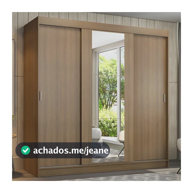 Guarda-roupa Casal Madesa Reno 3 Portas Correr Espelho R Cor Rustic 1095H91E