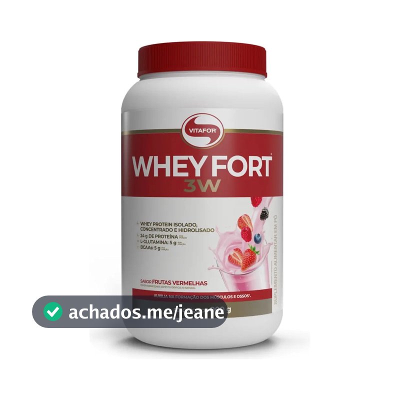 Suplemento Alimentar Whey Fort 3W Sabor Frutas Vermelhas 900g Vitafor