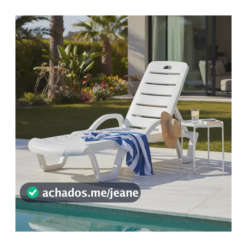 Espreguiçadeira Plasnew Bahamas Branco Portátil Reclinável 8 Posições