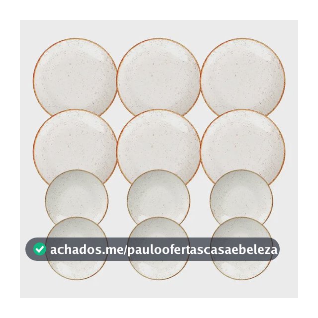 Jogo Pratos Raso Sobremesa Tramontina Rústico Porcelana 12pç Branco Rústico