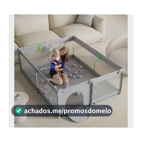Haosin Cercadinho Para Bebê Infantil Chiqueirinho 127x127cm Grande Universal Cinza Espaçoso Seguro Tela Respirável com Visibilidade 360°