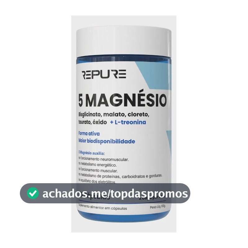 Magnésio Plus Quelato + Dimalato + Treonato + Taurato + Cloreto - Alta Absorção. Formula Avançada Com 5 Fontes - 120 Cápsulas