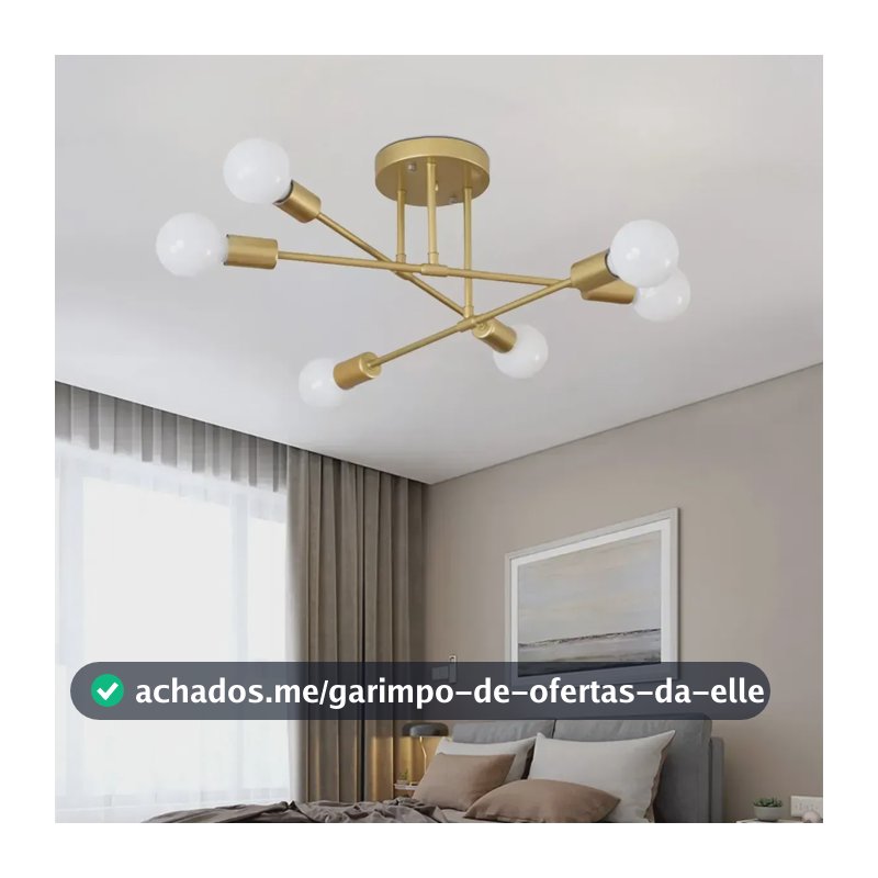 Luminária Lustre Teto Moderno Pendente Para Sala 6 Lâmpadas