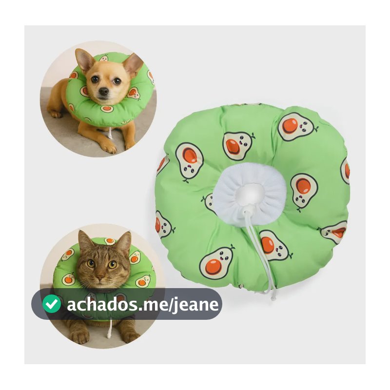 Colar Cone De Recuperação Macio Para Cães E Gatos Ajustável Abacate P