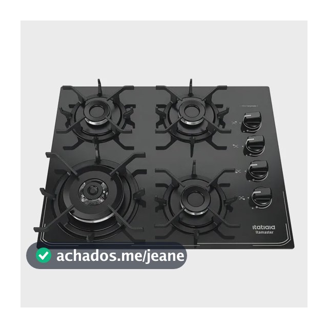Cooktop Fogão Itatiaia Itamaster 4 Bocas Queimadores A Gás Com Mesa De Vidro E Trempes - Cor Preto