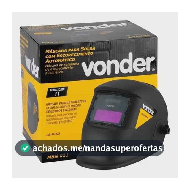 Máscara Solda Ton11 Escurecimento Automático Msn011 - Vonder Cor Preto Lisa