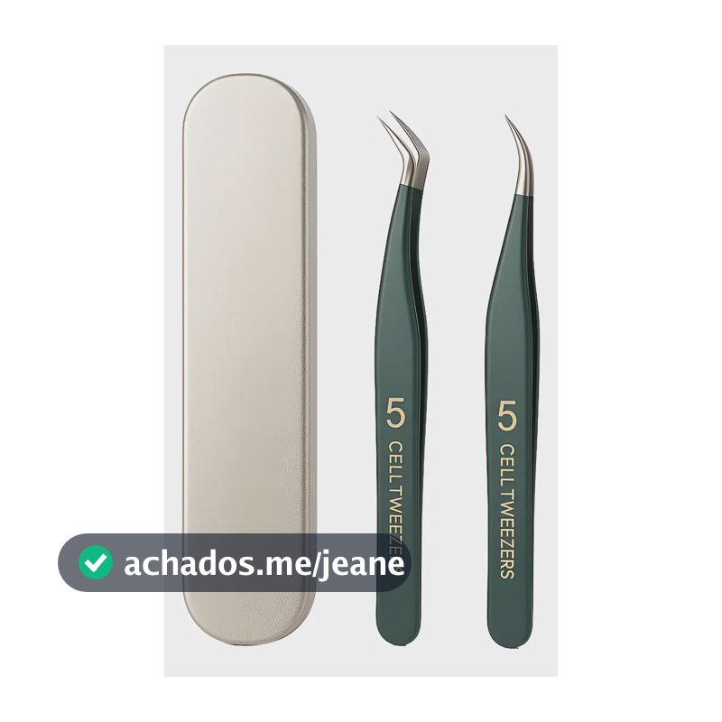 Kit 2 Pinças Curva De Precisão Com Estojo Extensão De Cílios
