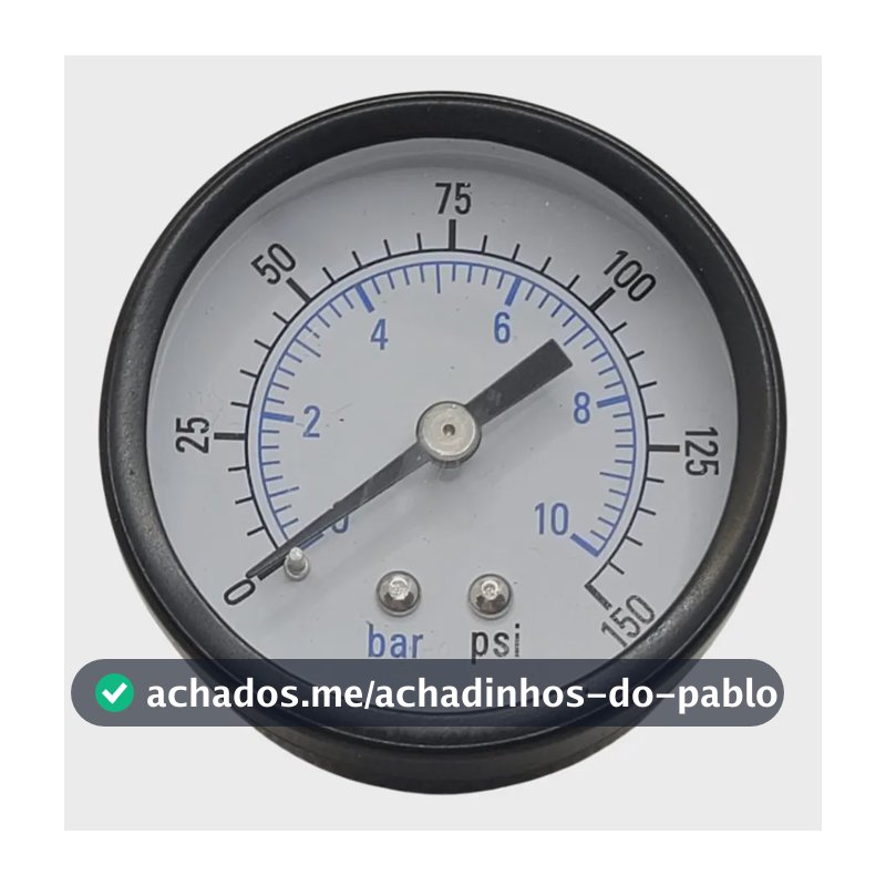 Manômetro Horizontal Rosca 1/4 Bsp Escala 0 A 10 Bar 150 Psi