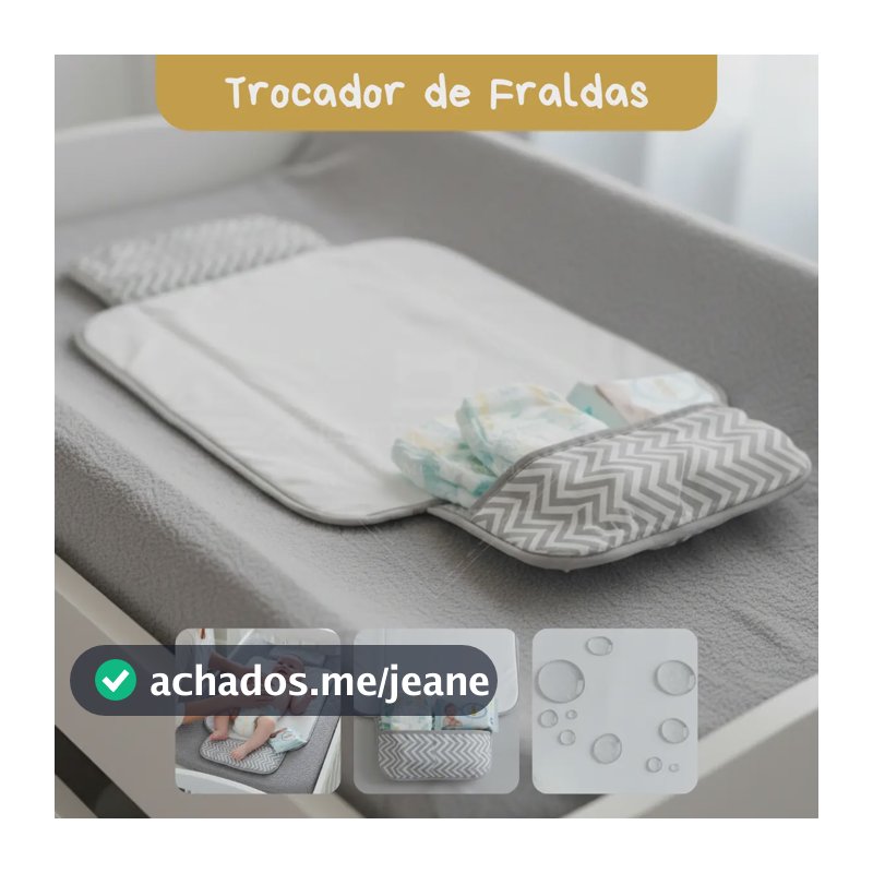 Trocador De Fralda Impermeável Dobrável Lindas Estampas Chevron Cinza