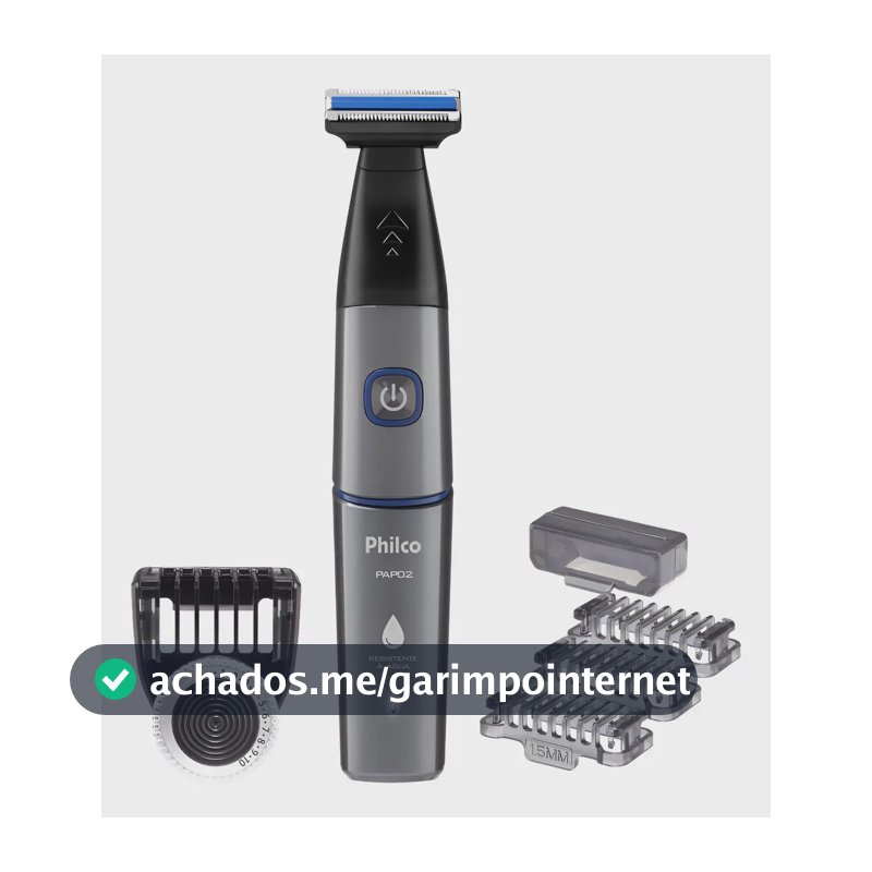 Aparador De Pelos Philco Bivolt 7 Acessórios Usb Pap02 Cinza Com Azul