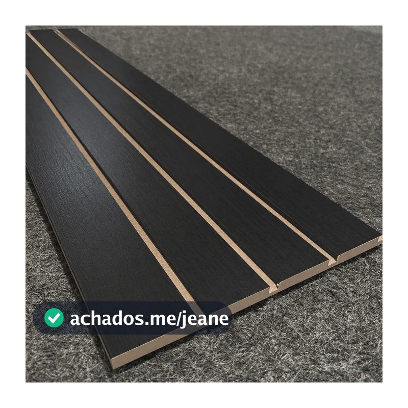 20 Placas Adesivas Painel Madeira Ripada Montável Mdf 45x11 Preto