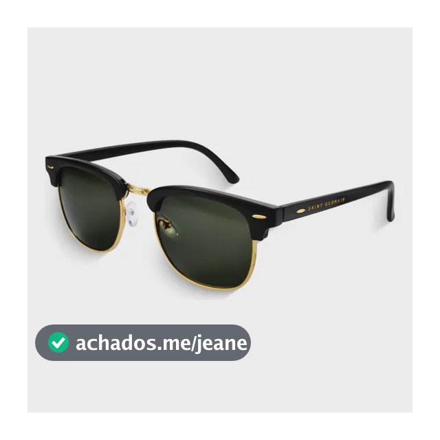 Óculos de Sol Quadrado Clubmaster Soho Green Black, da Saint Germain, em Metal Preto