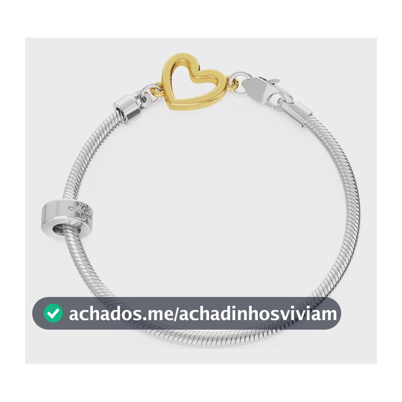 Pulseira Life Coração Em Prata 925 Com Banho De Ouro Amarelo