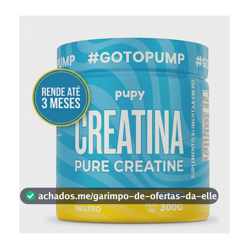 Creatina Pupy Monohidratada 100% Pura, 300g para Força e Recuperação Muscular