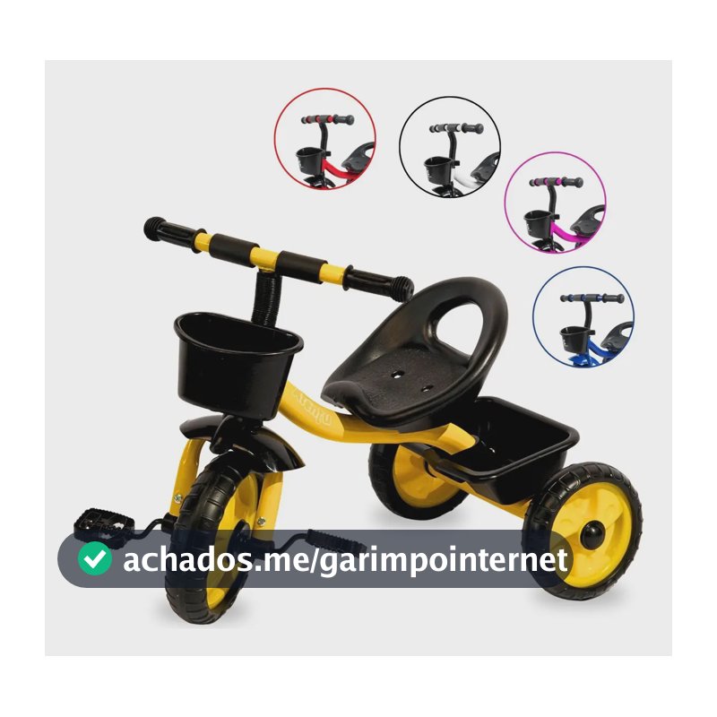 Triciclo Infantil 3 Rodas Brinquedo Passeio Com Cestinha Amarelo