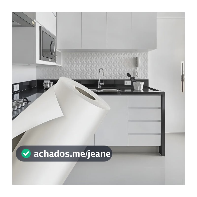 Papel Adesivo envelopar Branco Fosco Opaco Lavável 45cm X 2mt