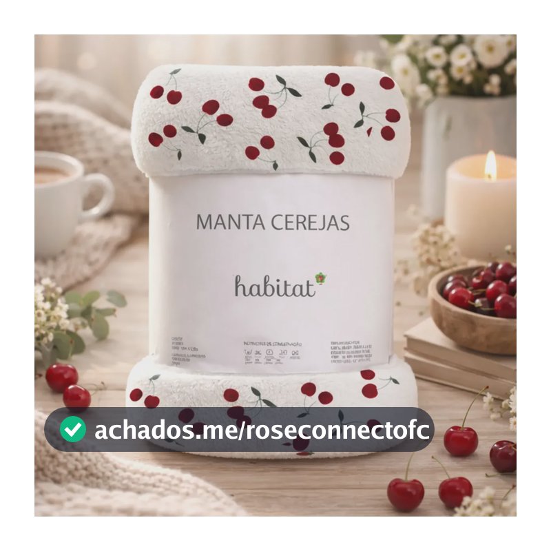 Manta Casal Macia Quentinha Microfibra Antialérgica Cereja Cereja 1.1 G Branca