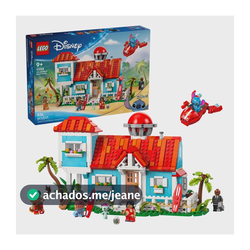 LEGO® | Disney Beach House of Lilo and Stitch 43268; inclui 5 personagens do filme: David, Lilo, Mr. Bubbles, Nani e Stitch