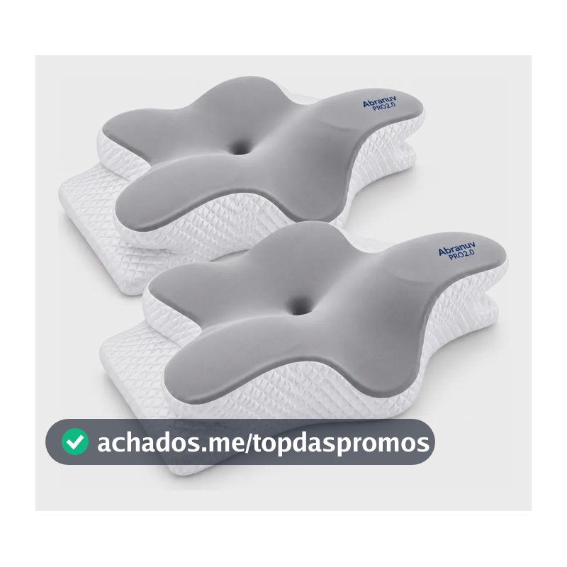 Kit 2 Travesseiros Cervicais Abranuv Espuma Visco Dormir Branco