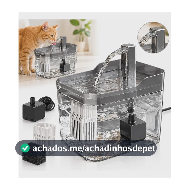 Bebedouro Automático Fonte De Agua Para Gato Cães 1,5l 127/220v Cinza