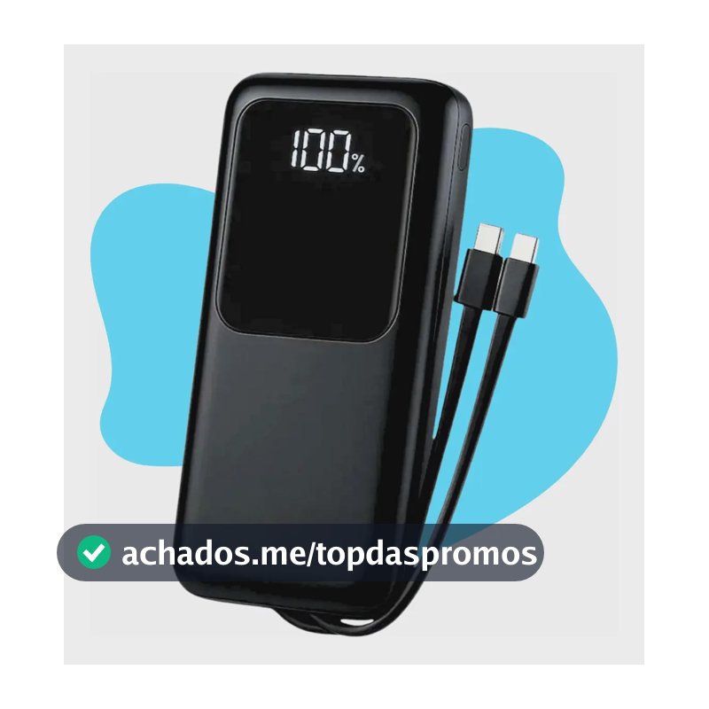 Carregador Portátil 20000 Turbo 22.5w Power Bank Premium Universal Rápido Voo Transporte Aéreo Para Samsung iPhone Xiaomi Motorola Celular Smartwatch Tablet Casenn Preto