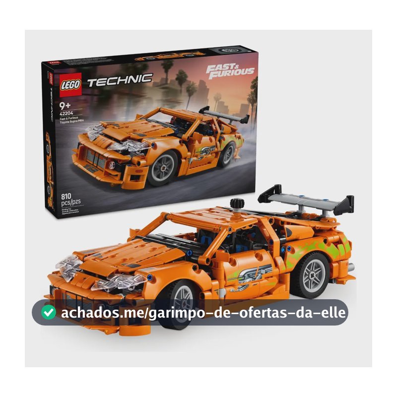 LEGO Technic Fast and Furious Toyota Supra MK4 42204; Modelo de Carro de Brinquedo